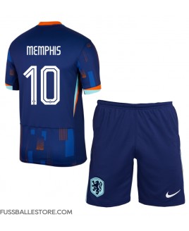 Günstige Niederlande Memphis Depay #10 Auswärts Trikotsatzt Kinder EM 2024 Kurzarm (+ Kurze Hosen)
